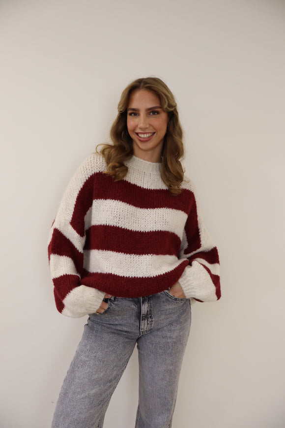 Liva Striped Sweater Bordeaux