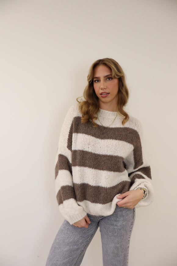 Liva Striped Sweater Brown