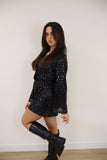 Yael Glitter Playsuit Black