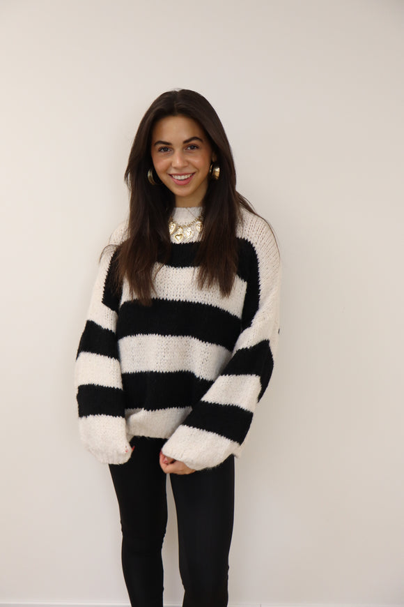 Liva Striped Sweater Black