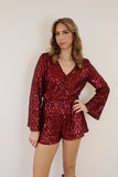 Yael Glitter Playsuit Bordeaux