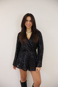 Yael Glitter Playsuit Black